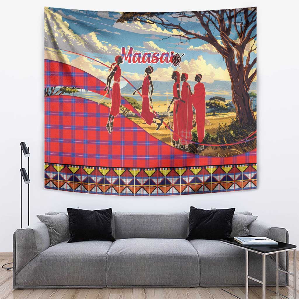 Maasai Adumu Dance Tapestry Shuka Pattern - Kenya Safari LT15