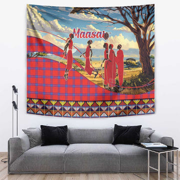 Maasai Adumu Dance Tapestry Shuka Pattern - Kenya Safari LT15