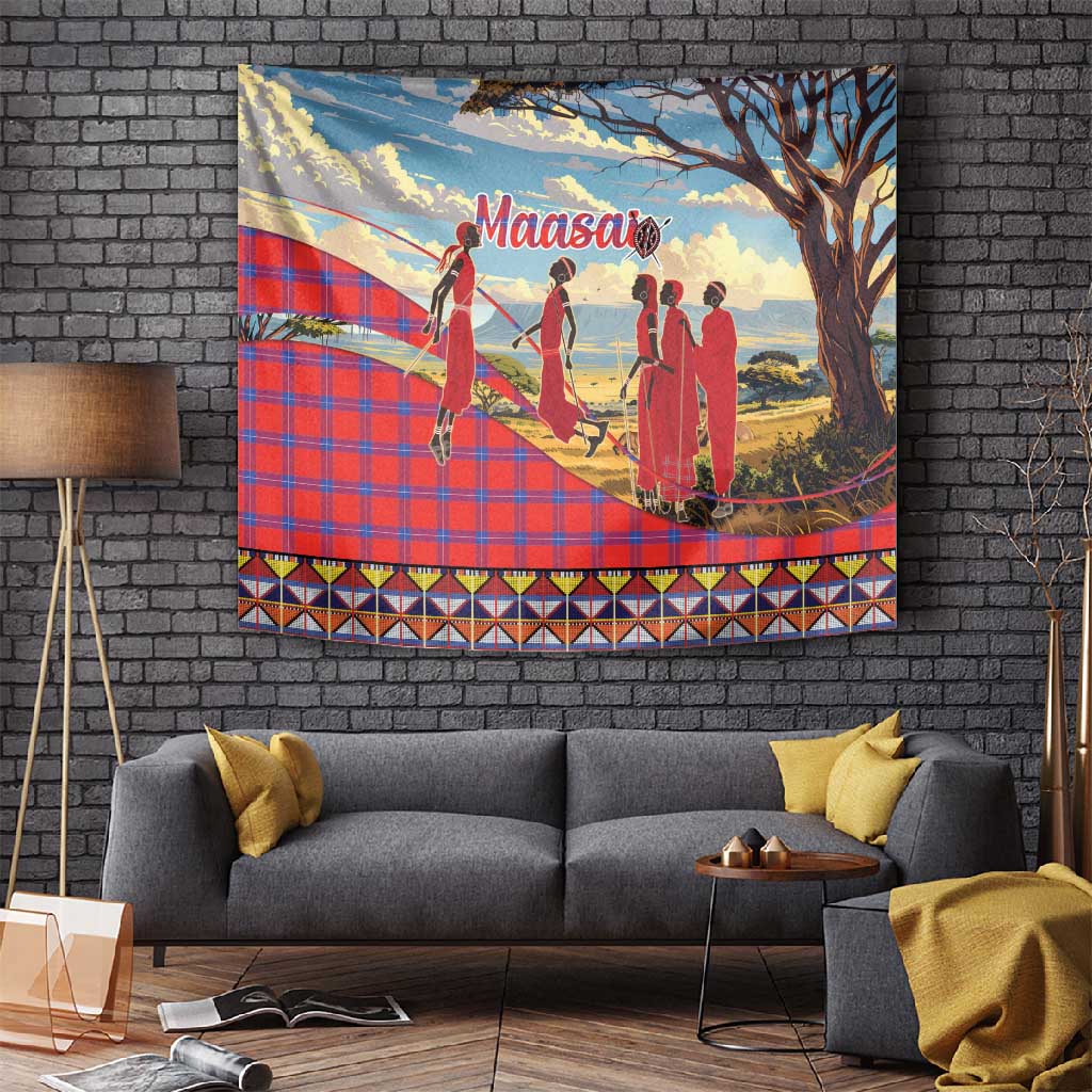 Maasai Adumu Dance Tapestry Shuka Pattern - Kenya Safari LT15