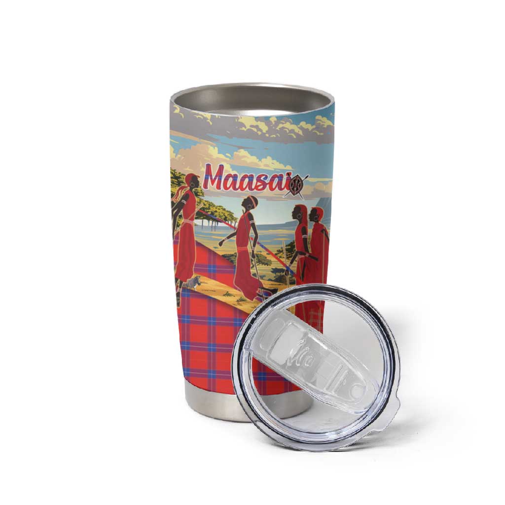 Maasai Adumu Dance Tumbler Cup Shuka Pattern - Kenya Safari LT15