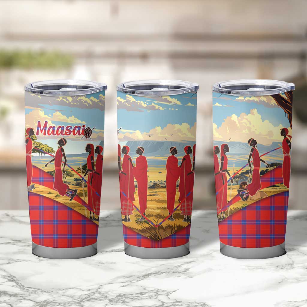 Maasai Adumu Dance Tumbler Cup Shuka Pattern - Kenya Safari LT15