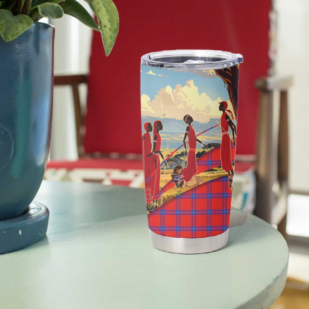 Maasai Adumu Dance Tumbler Cup Shuka Pattern - Kenya Safari LT15