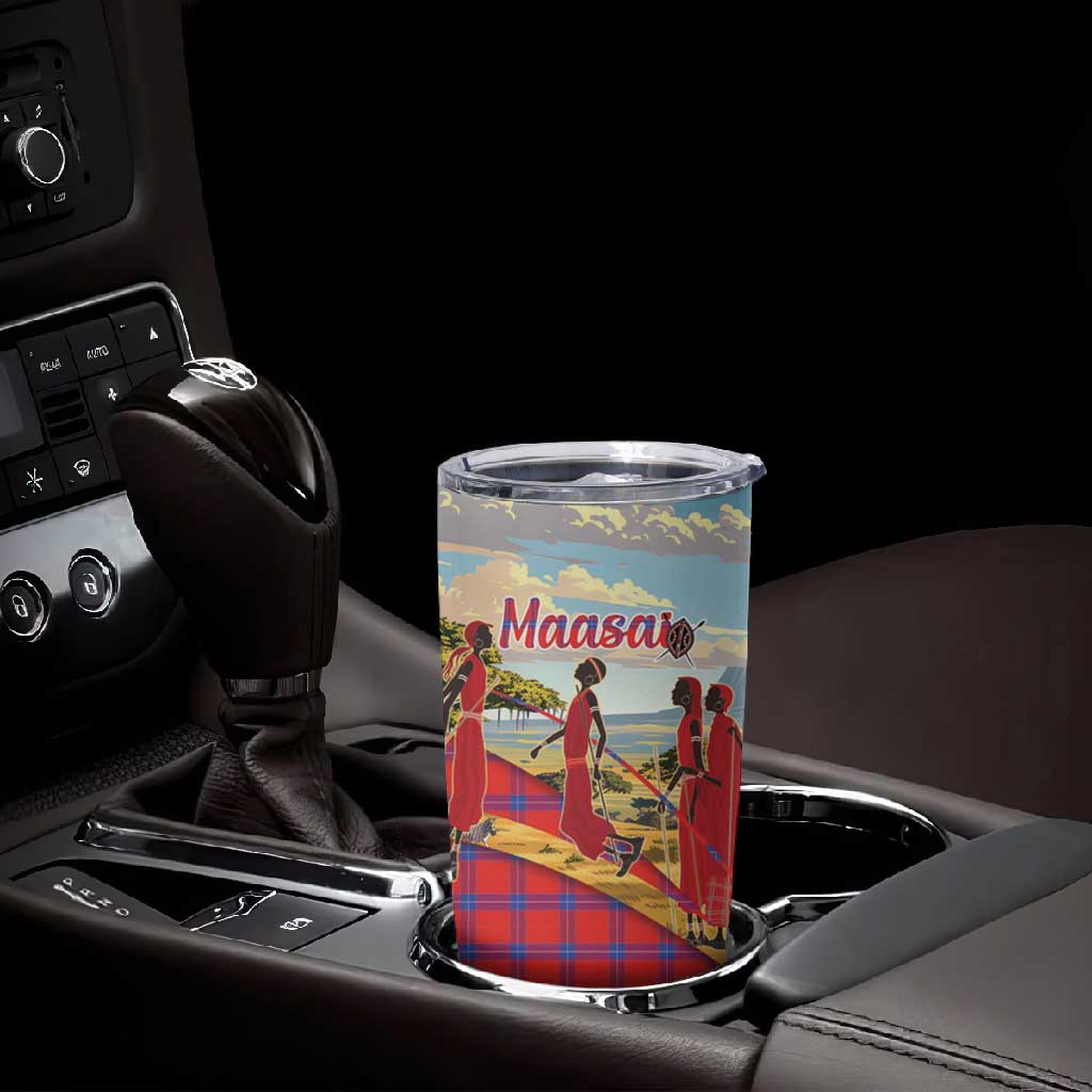 Maasai Adumu Dance Tumbler Cup Shuka Pattern - Kenya Safari LT15