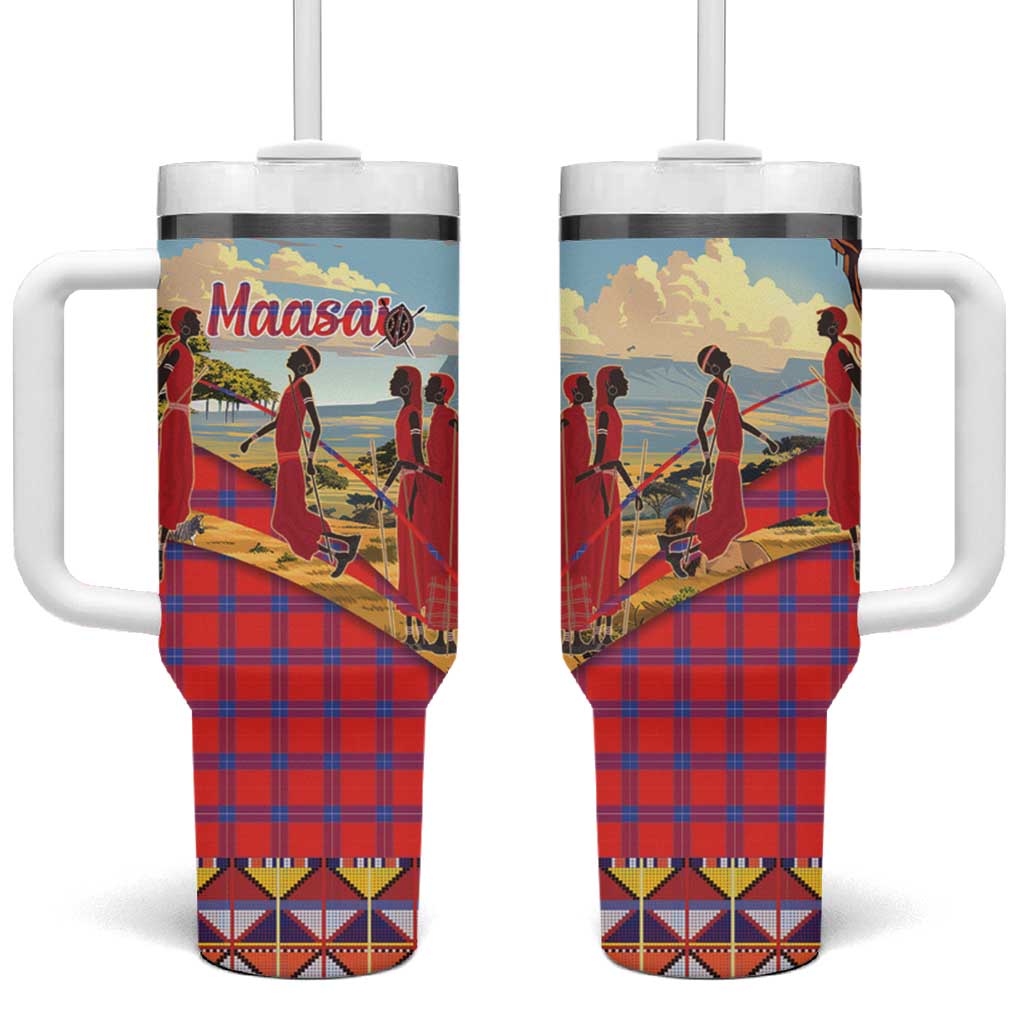 Maasai Adumu Dance Tumbler With Handle Shuka Pattern - Kenya Safari LT15