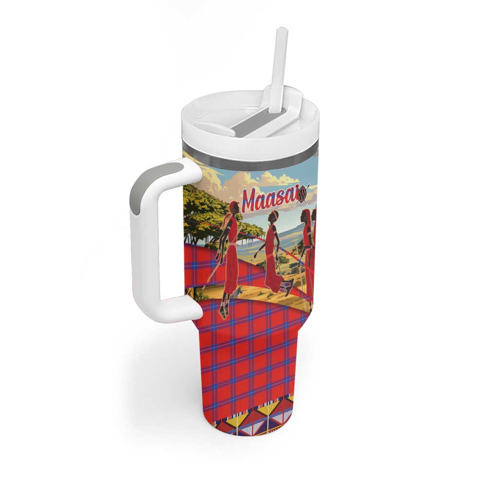 Maasai Adumu Dance Tumbler With Handle Shuka Pattern - Kenya Safari LT15