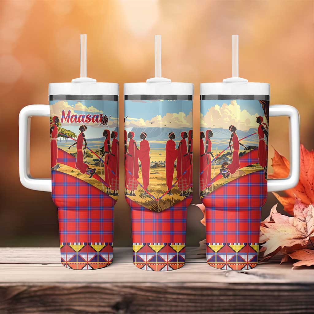 Maasai Adumu Dance Tumbler With Handle Shuka Pattern - Kenya Safari LT15