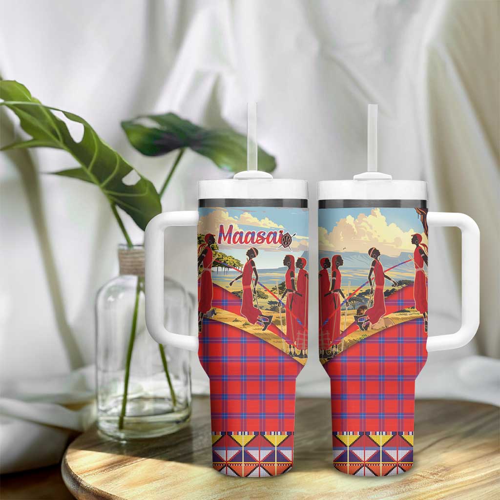 Maasai Adumu Dance Tumbler With Handle Shuka Pattern - Kenya Safari LT15