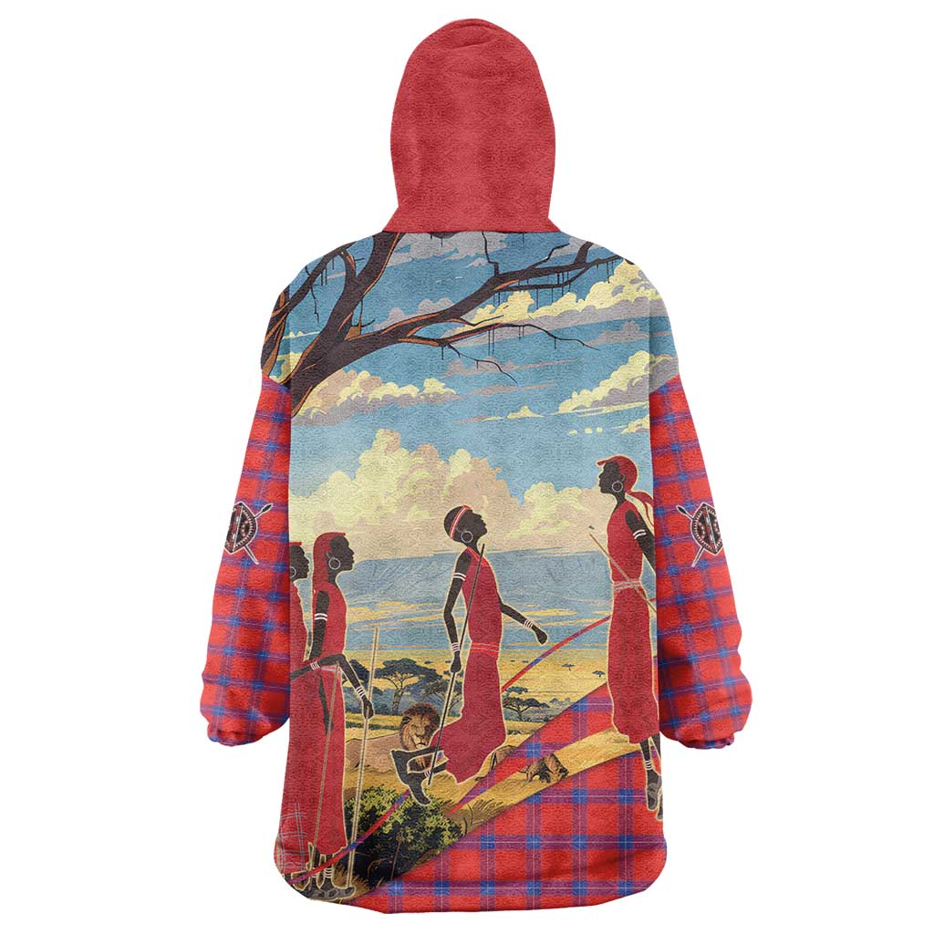 Maasai Adumu Dance Wearable Blanket Hoodie Shuka Pattern - Kenya Safari LT15