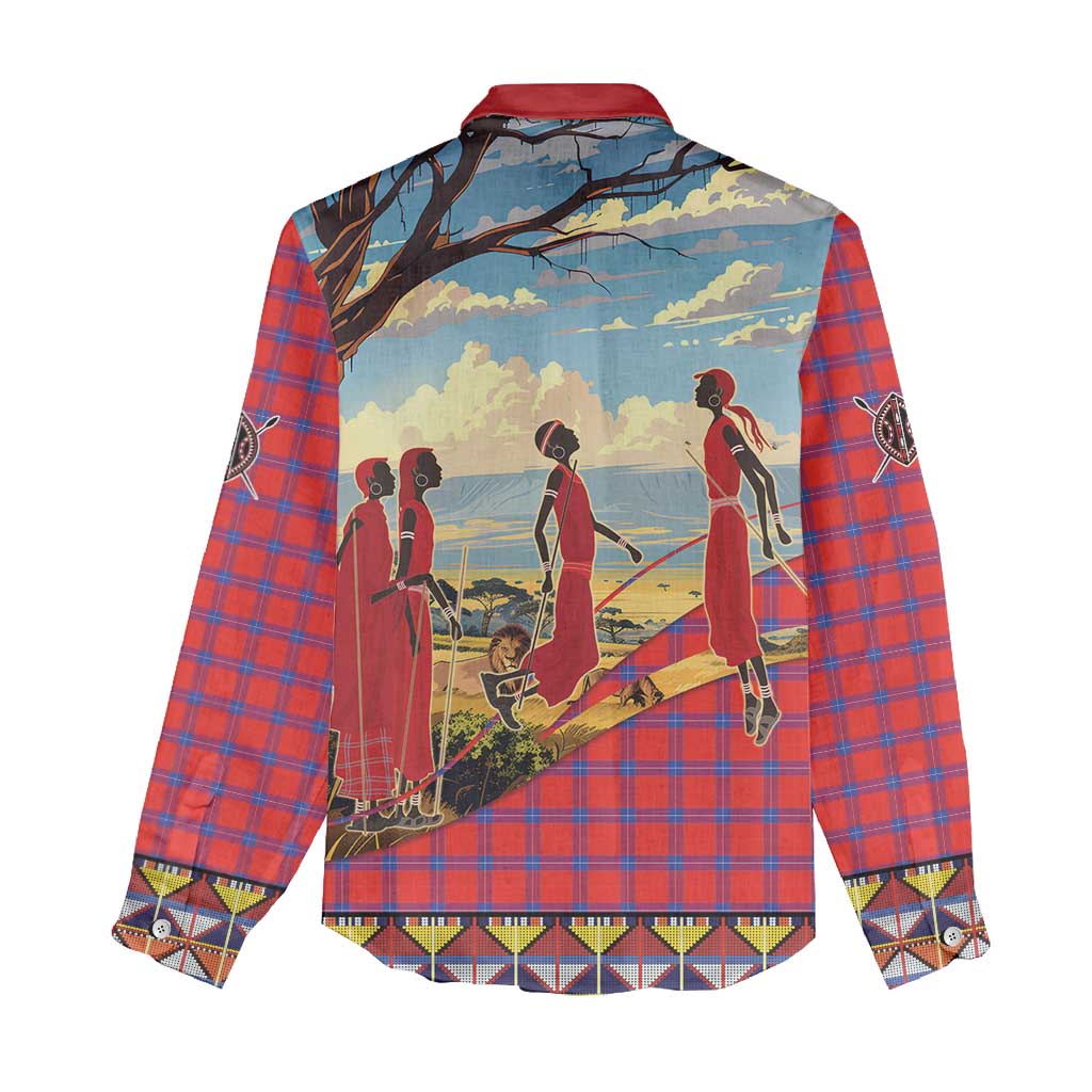 Maasai Adumu Dance Women Casual Shirt Shuka Pattern - Kenya Safari LT15
