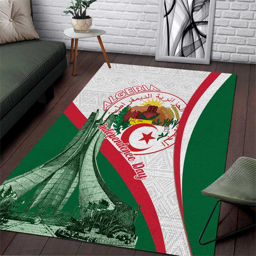 Algeria Independence Day Area Rug Coat Of Arms With Maqam Echahid LT15
