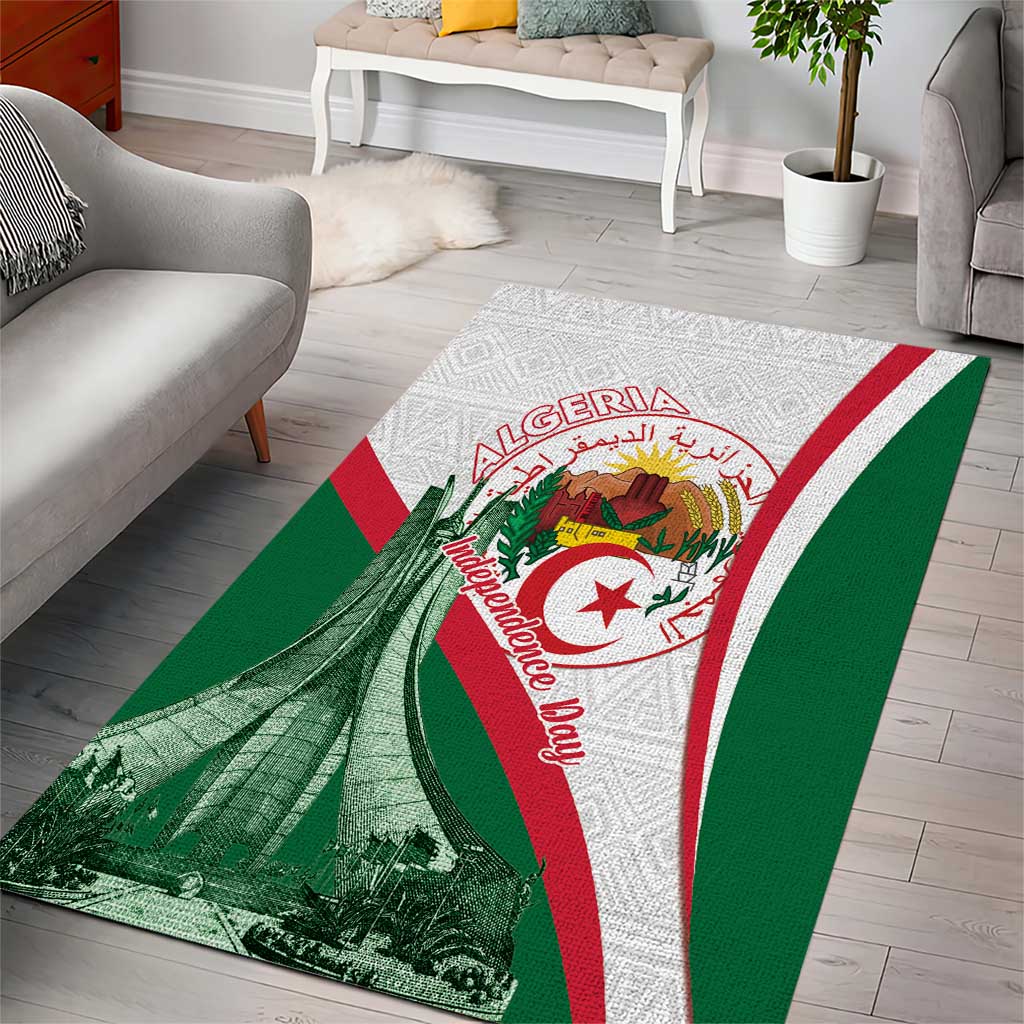 Algeria Independence Day Area Rug Coat Of Arms With Maqam Echahid LT15