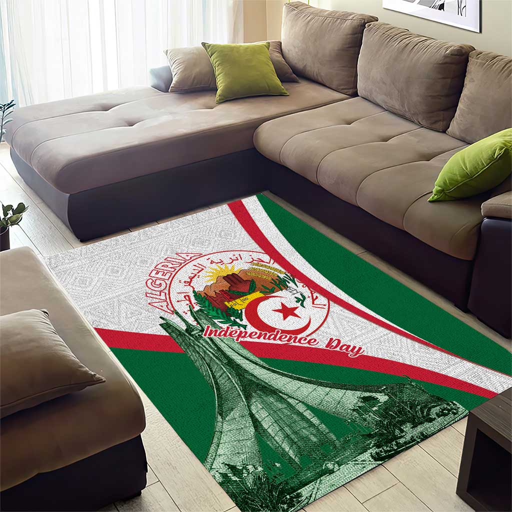 Algeria Independence Day Area Rug Coat Of Arms With Maqam Echahid LT15
