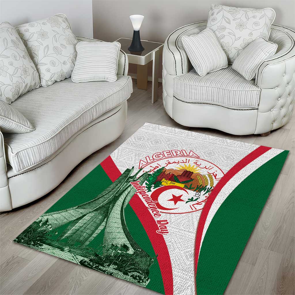 Algeria Independence Day Area Rug Coat Of Arms With Maqam Echahid LT15