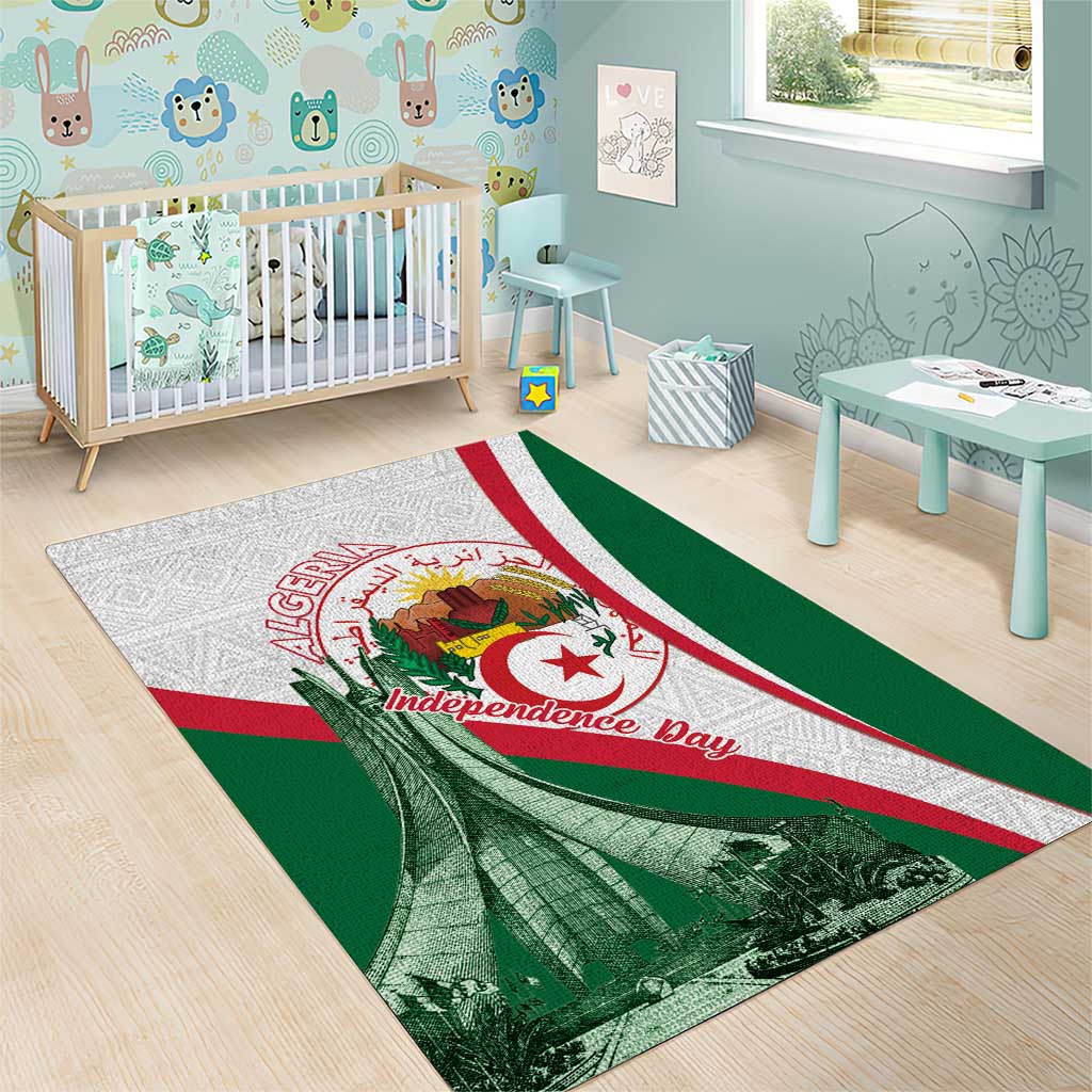 Algeria Independence Day Area Rug Coat Of Arms With Maqam Echahid LT15