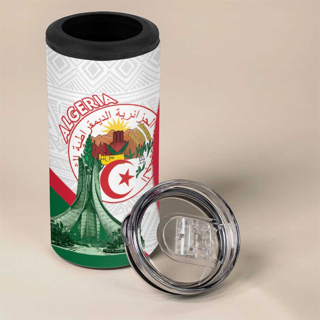 Algeria Independence Day 4 in 1 Can Cooler Tumbler Coat Of Arms With Maqam Echahid LT15