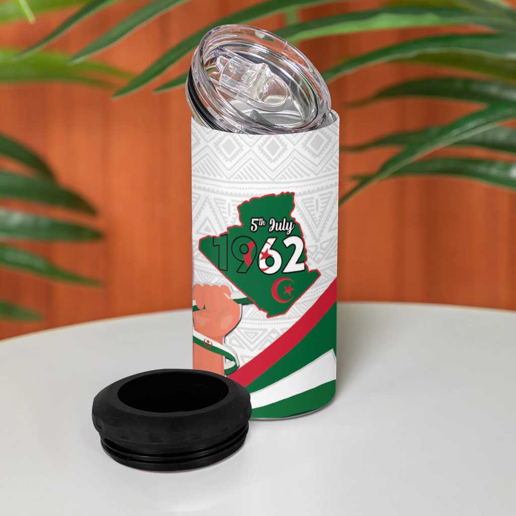 Algeria Independence Day 4 in 1 Can Cooler Tumbler Coat Of Arms With Maqam Echahid LT15