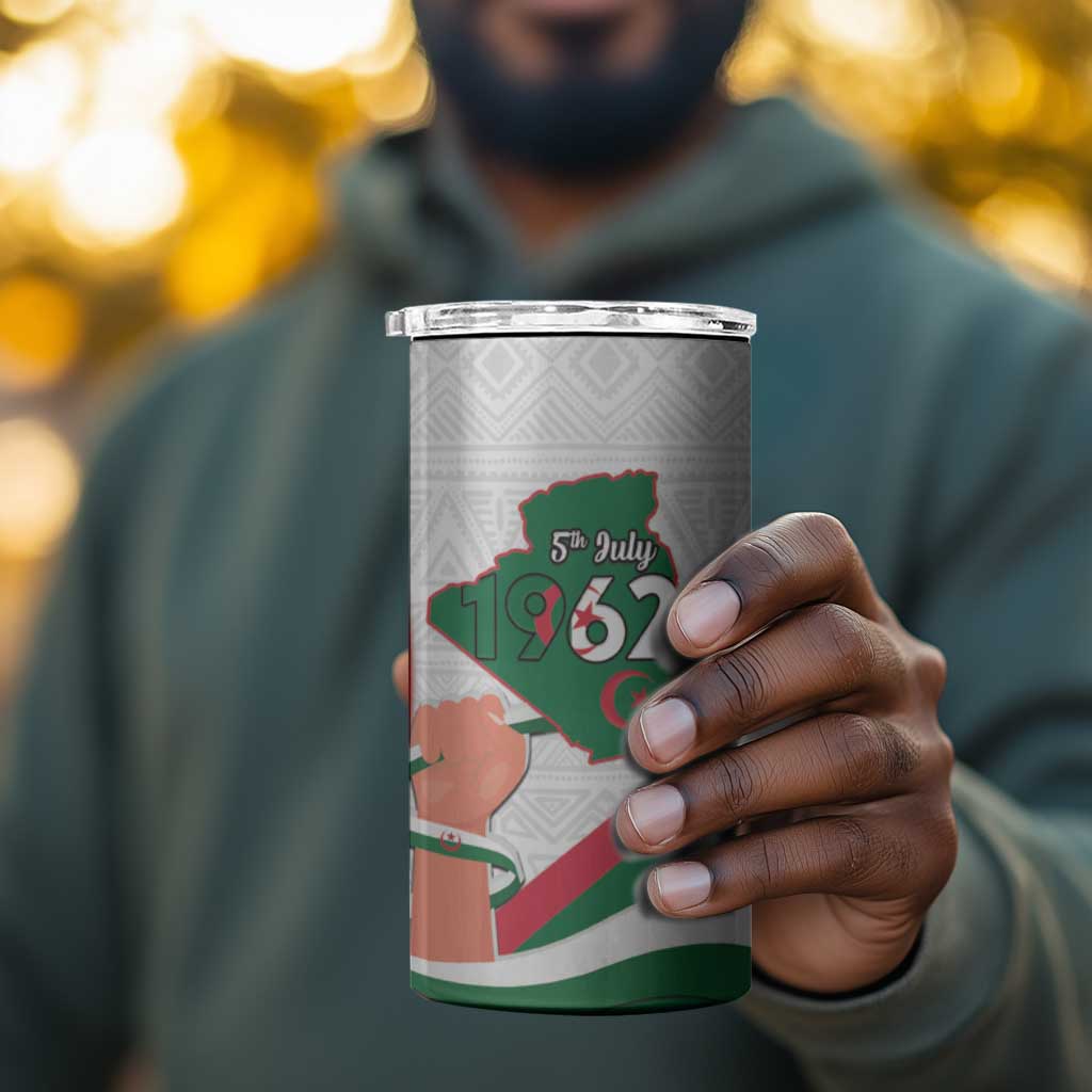 Algeria Independence Day 4 in 1 Can Cooler Tumbler Coat Of Arms With Maqam Echahid LT15