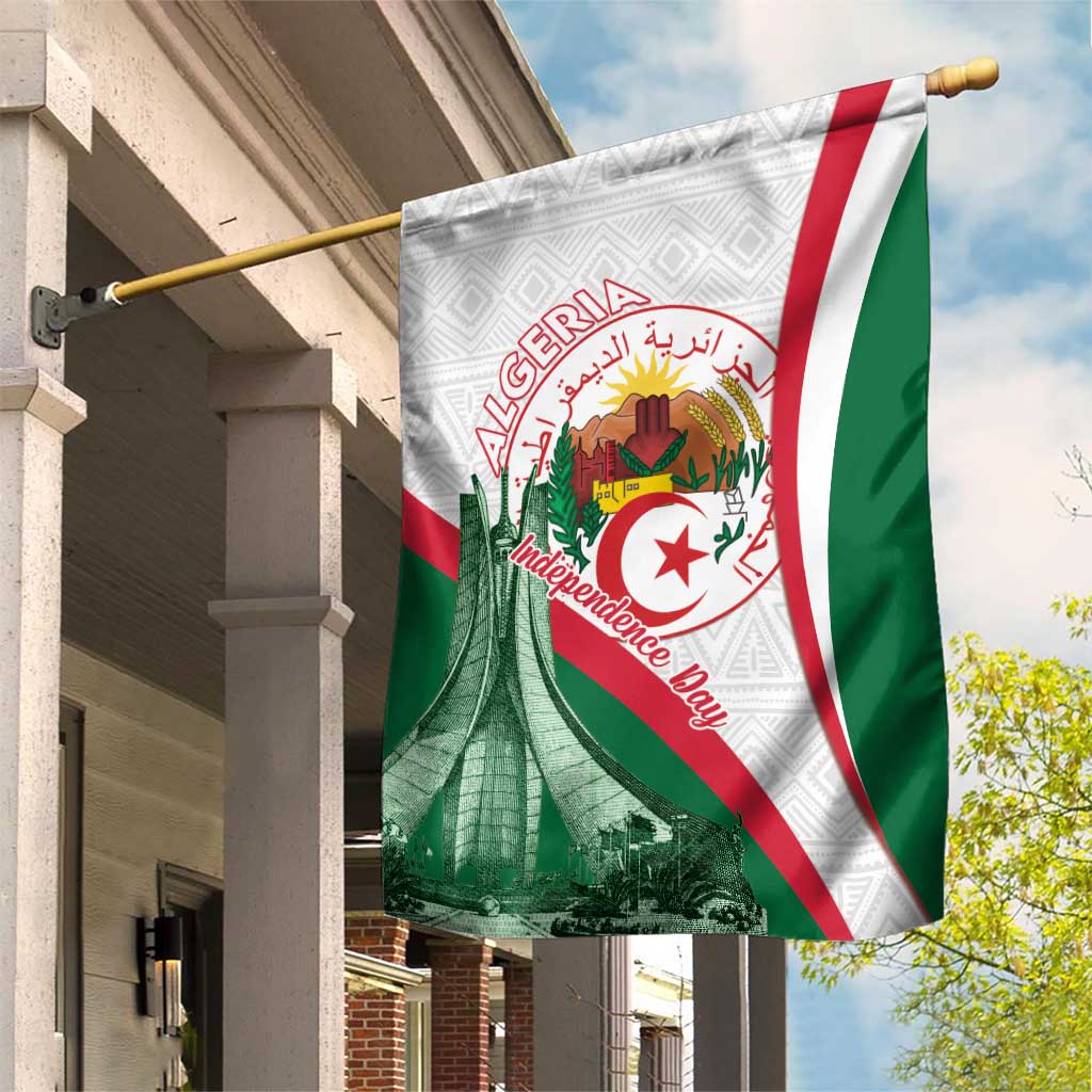 Algeria Independence Day Garden Flag Coat Of Arms With Maqam Echahid LT15