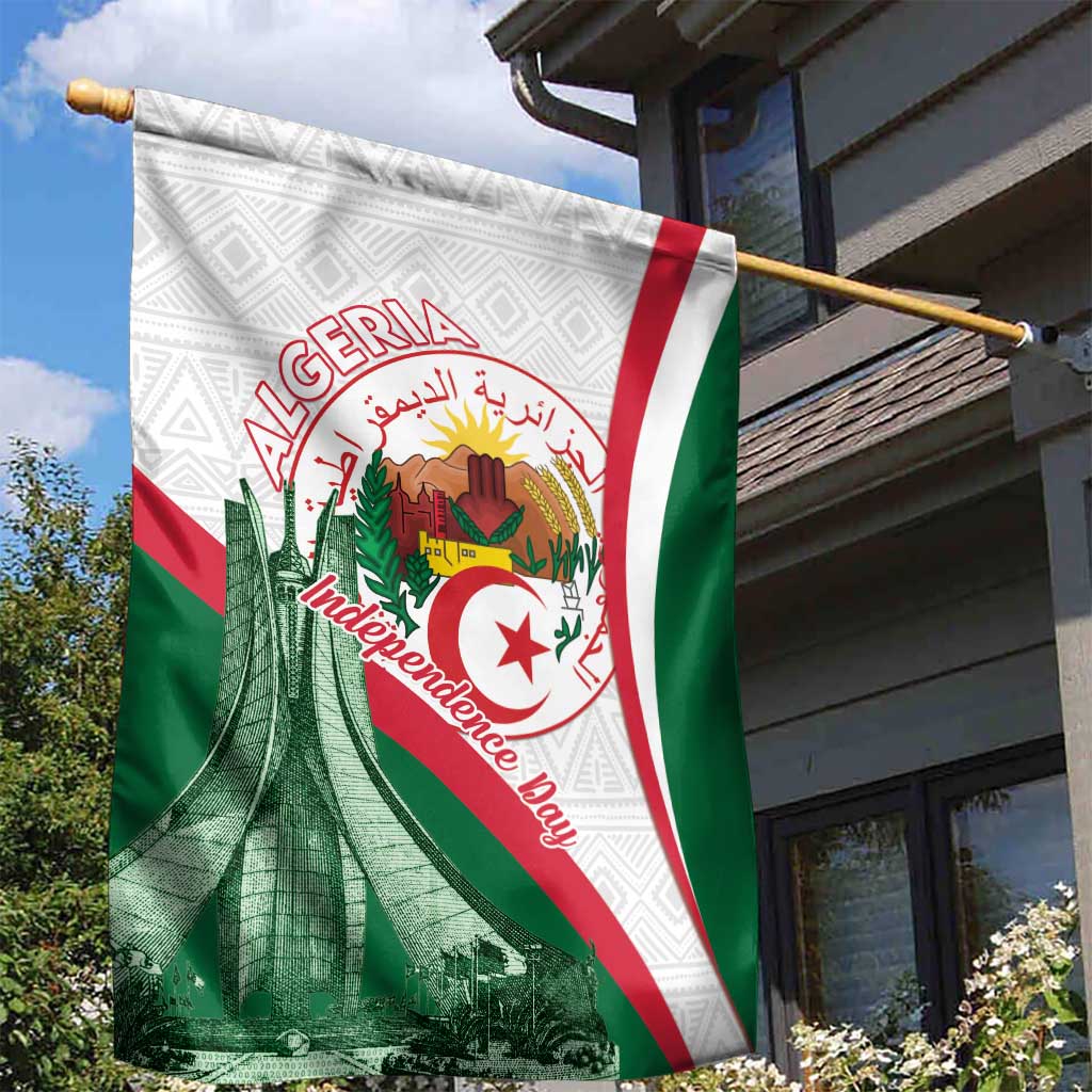 Algeria Independence Day Garden Flag Coat Of Arms With Maqam Echahid LT15
