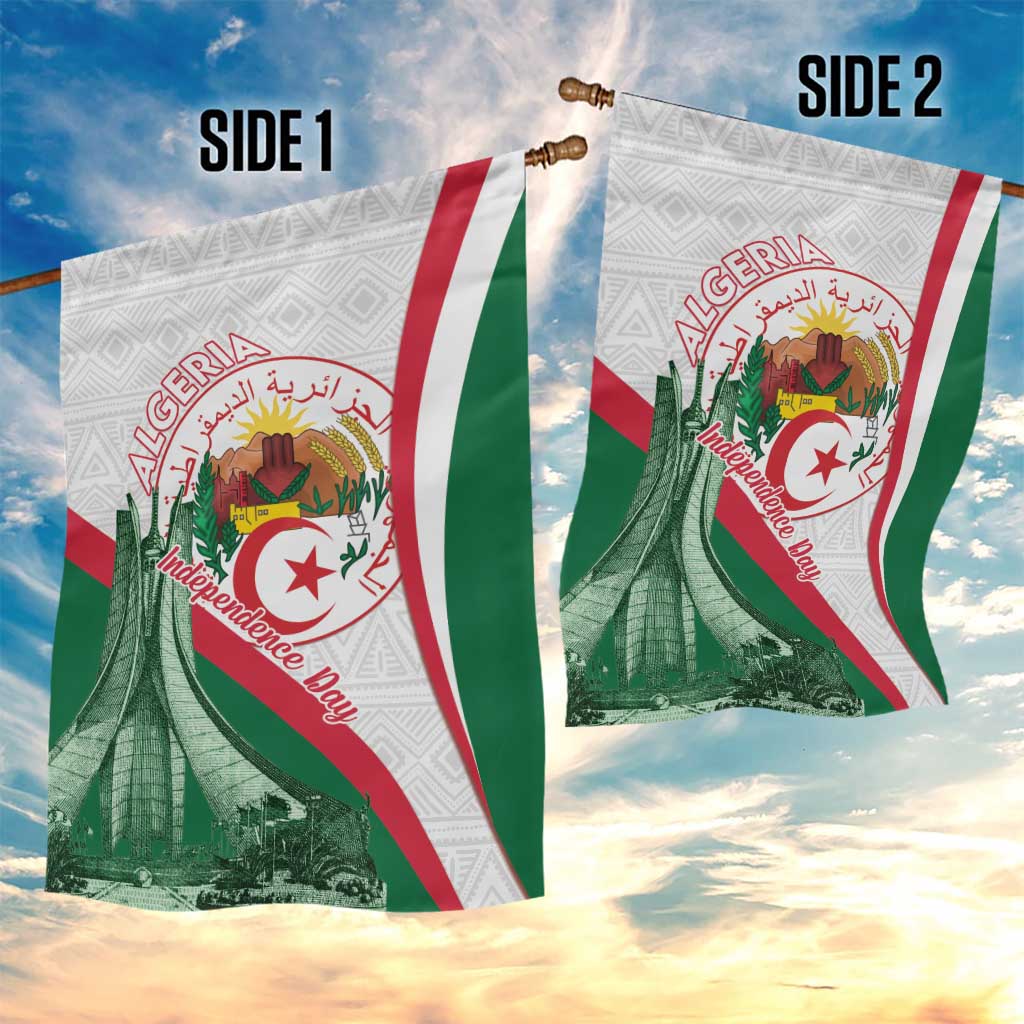 Algeria Independence Day Garden Flag Coat Of Arms With Maqam Echahid LT15