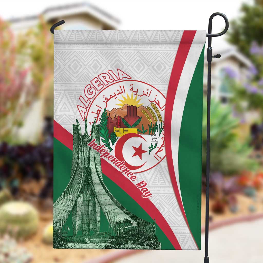 Algeria Independence Day Garden Flag Coat Of Arms With Maqam Echahid LT15