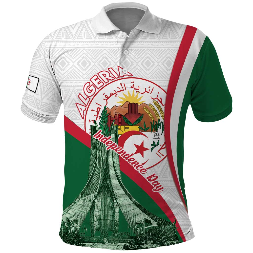 Happy Algeria Independence Day Polo Shirt Maqam Echahid Coat Of Arms LT15