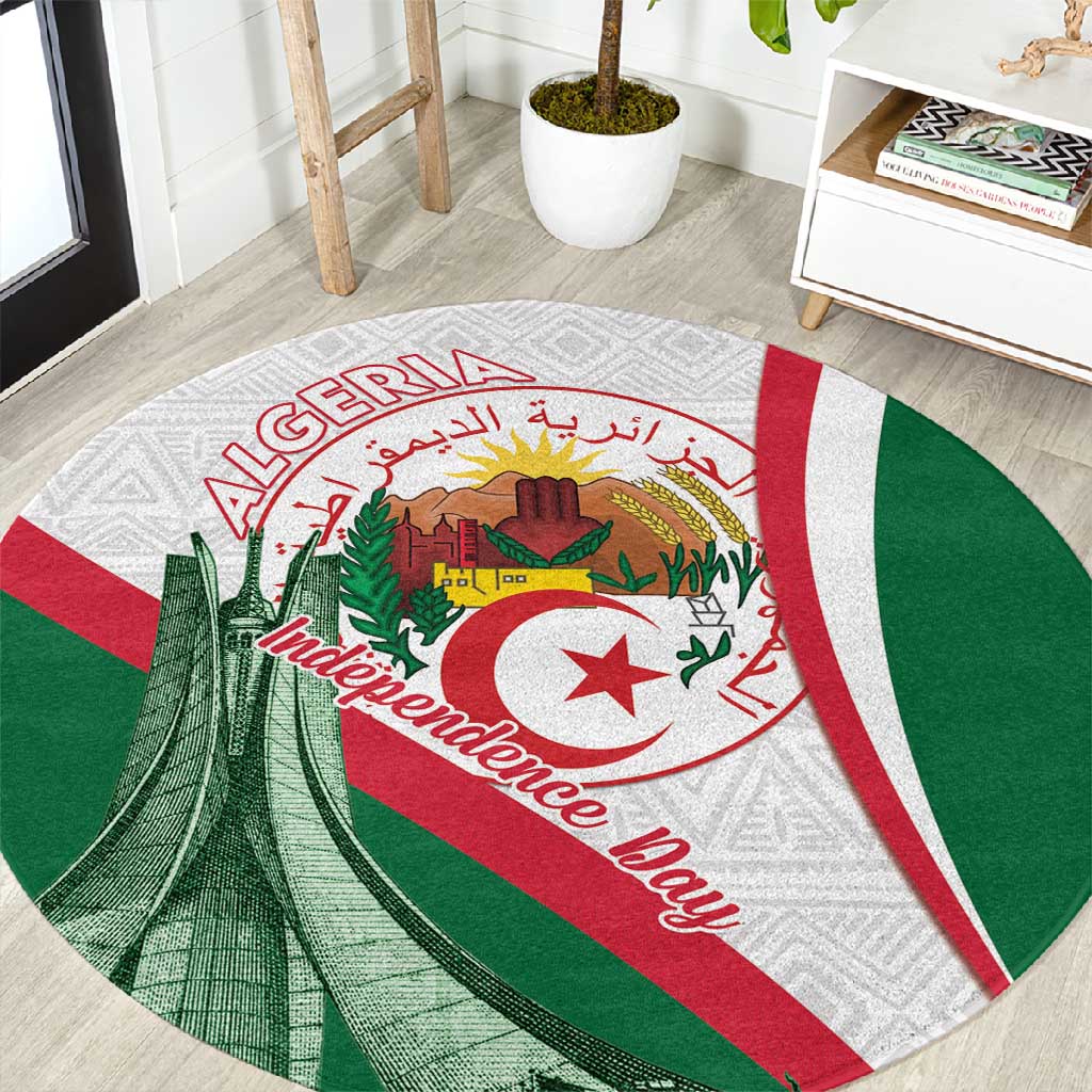 Algeria Independence Day Round Carpet Coat Of Arms With Maqam Echahid LT15