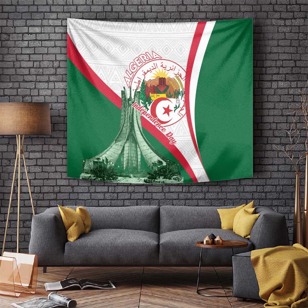 Algeria Independence Day Tapestry Coat Of Arms With Maqam Echahid LT15