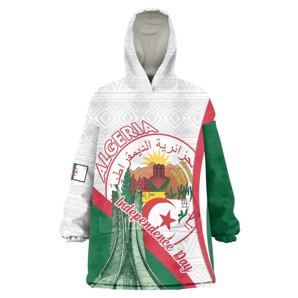 Algeria Independence Day Wearable Blanket Hoodie Coat Of Arms With Maqam Echahid LT15