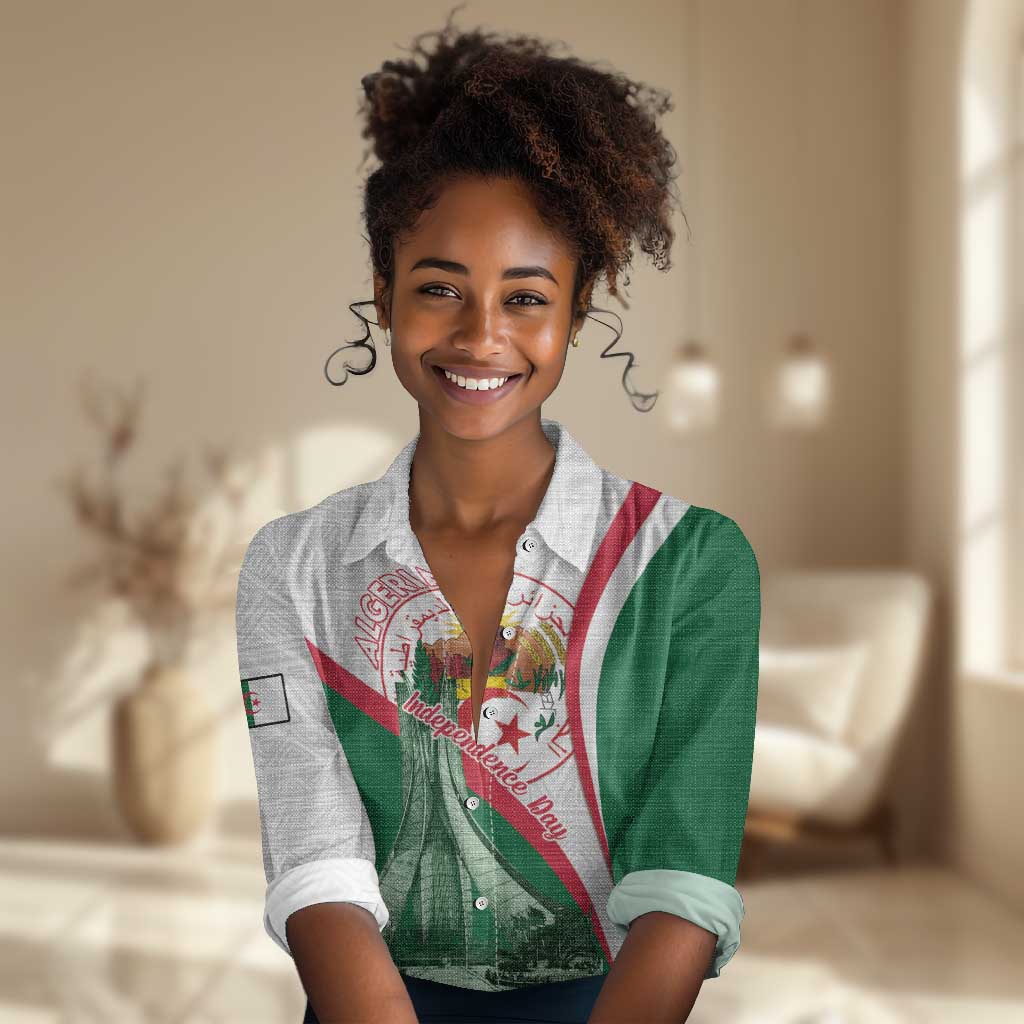 Algeria Independence Day Women Casual Shirt Coat Of Arms With Maqam Echahid LT15