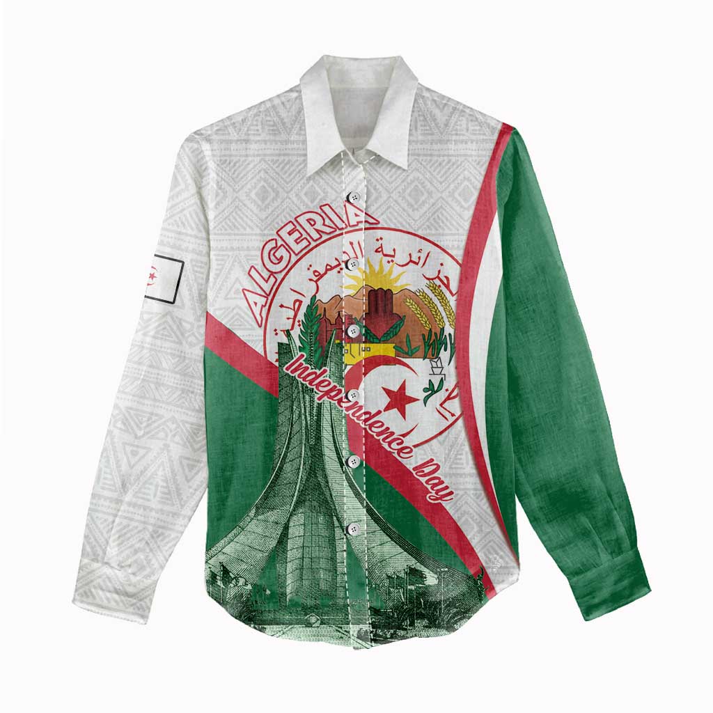 Algeria Independence Day Women Casual Shirt Coat Of Arms With Maqam Echahid LT15