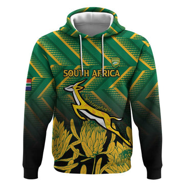 South Africa Rugby Custom Hoodie Forever Green Forever Gold LT15