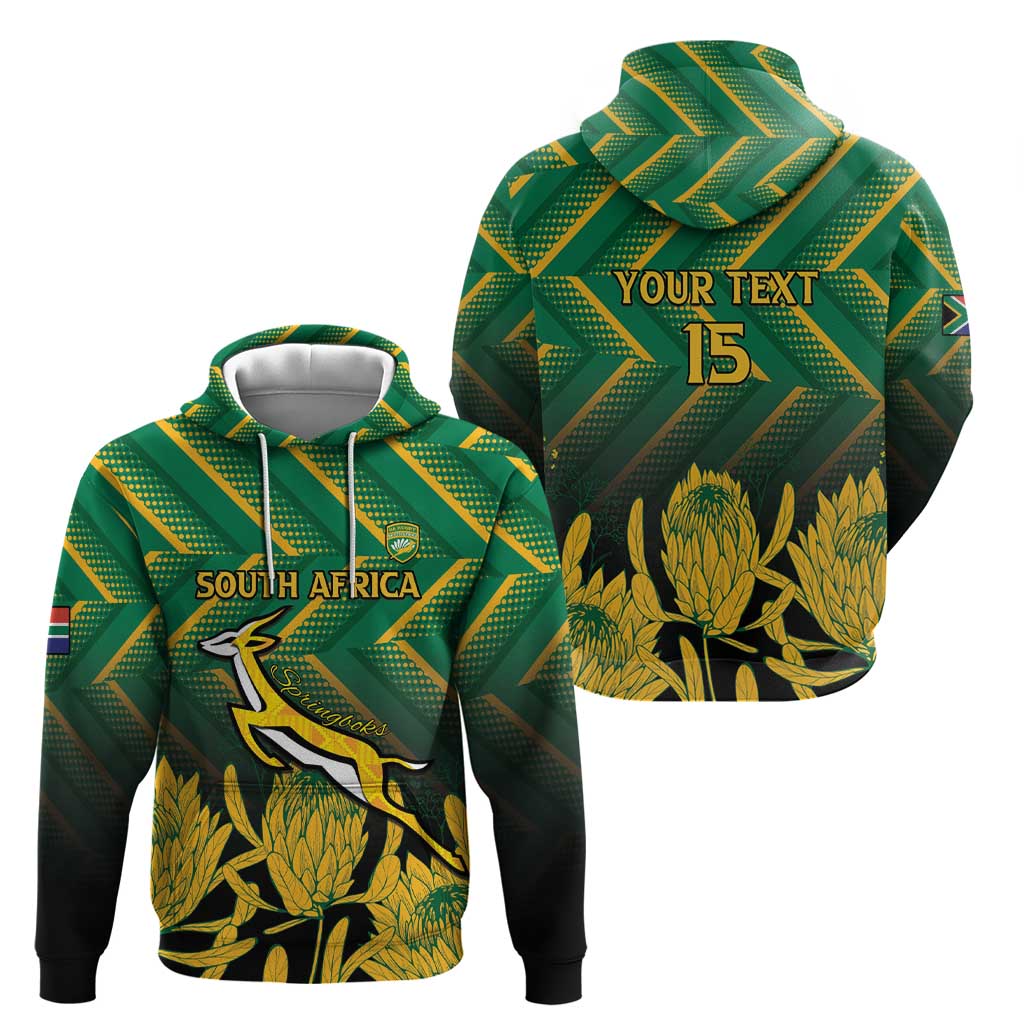 South Africa Rugby Custom Hoodie Forever Green Forever Gold LT15