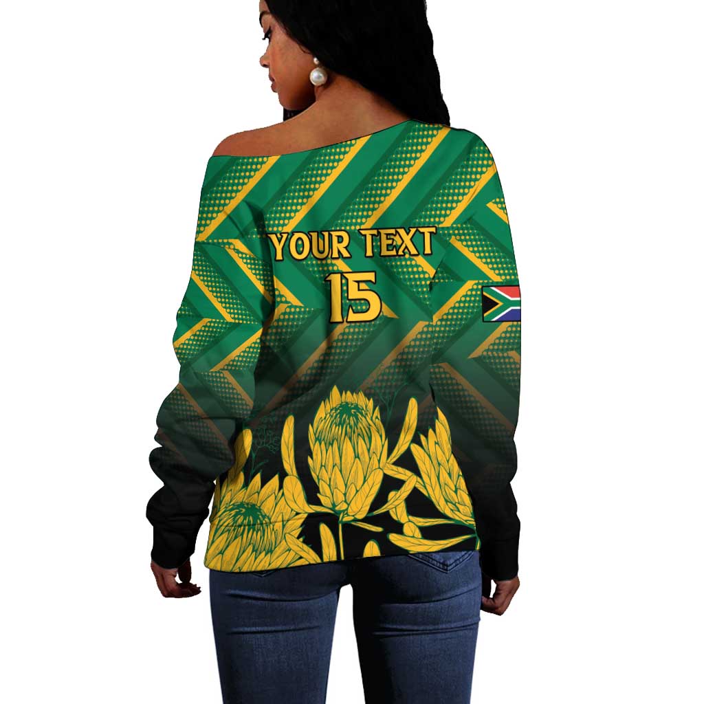 South Africa Rugby Custom Off Shoulder Sweater Go Springboks Go LT15