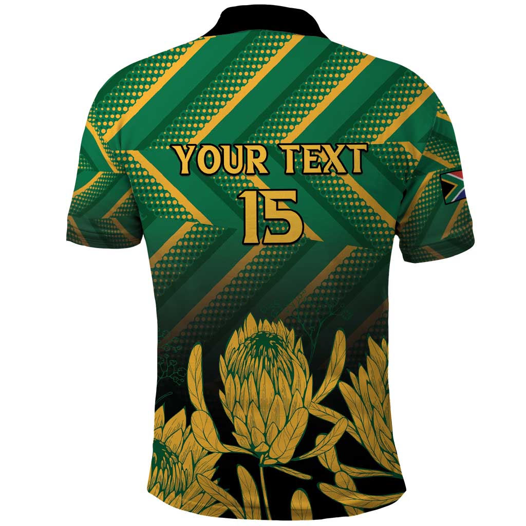 South Africa Rugby Custom Polo Shirt Forever Green Forever Gold LT15