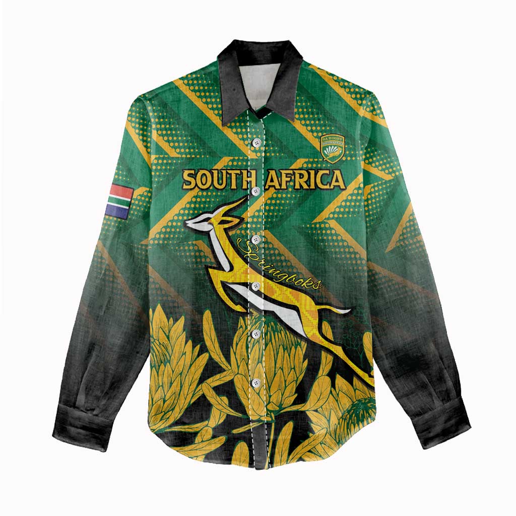 South Africa Rugby Custom Women Casual Shirt Go Springboks Go LT15