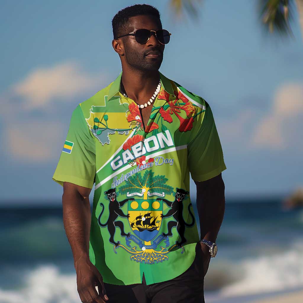 Personalized Gabon Independence Day Hawaiian Shirt Gradient Style LT15