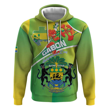 Personalized Gabon Independence Day Hoodie Coat Of Arms With Map LT15