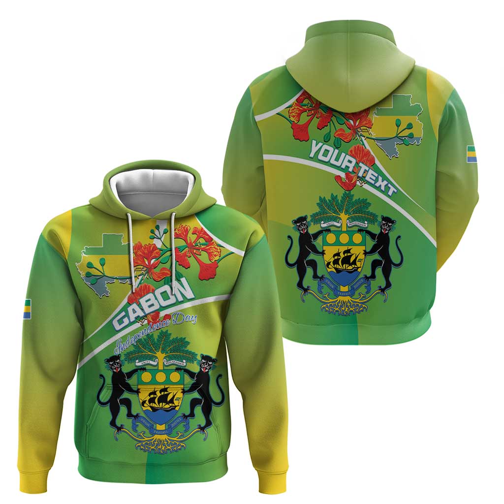 Personalized Gabon Independence Day Hoodie Coat Of Arms With Map LT15