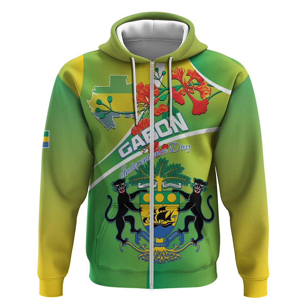 Personalized Gabon Independence Day Hoodie Coat Of Arms With Map LT15