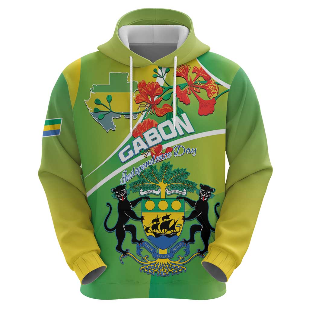 Personalized Gabon Independence Day Hoodie Coat Of Arms With Map LT15