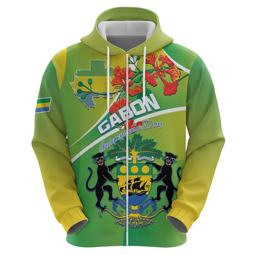 Personalized Gabon Independence Day Hoodie Coat Of Arms With Map LT15