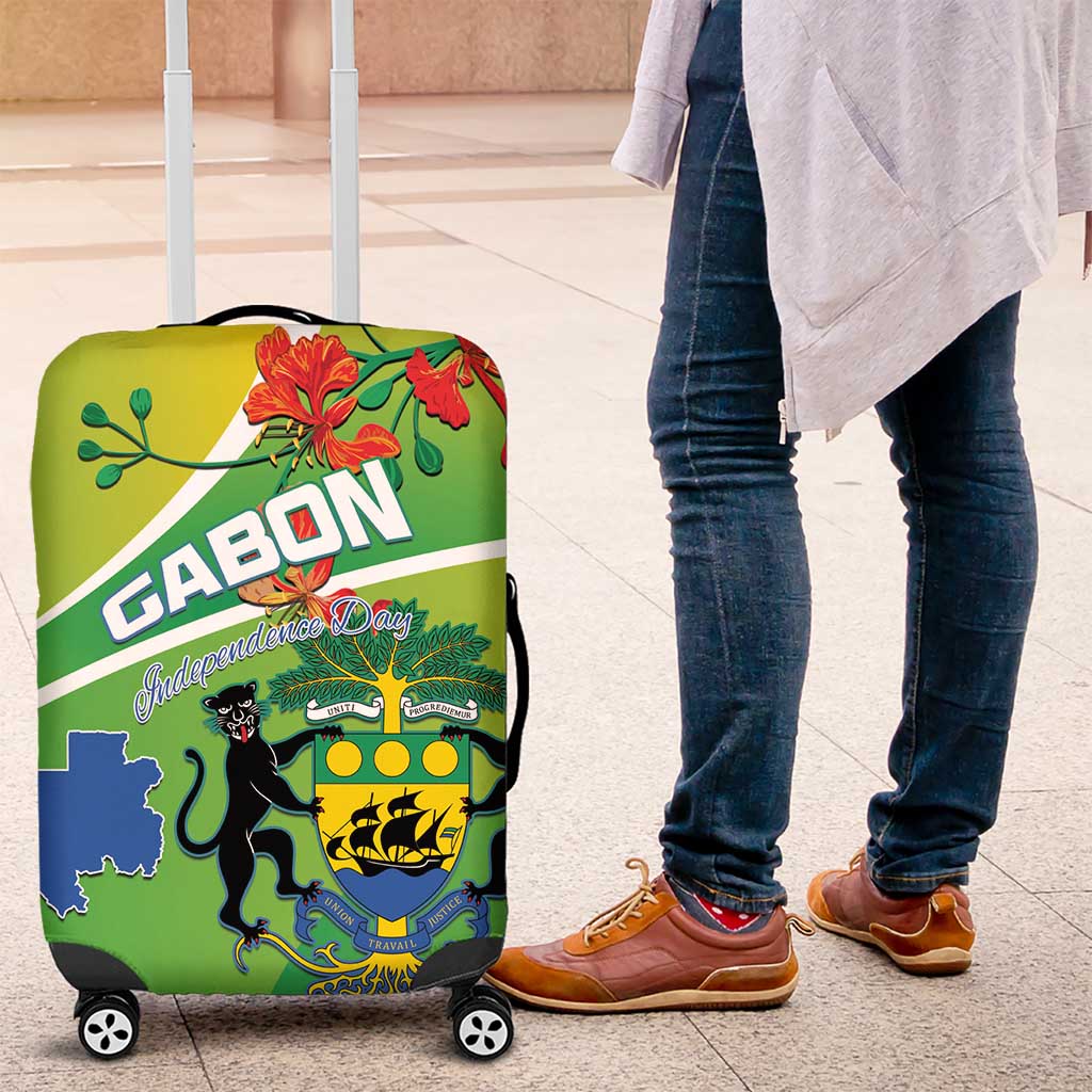 Gabon Independence Day Luggage Cover Coat Of Arms With Map LT15