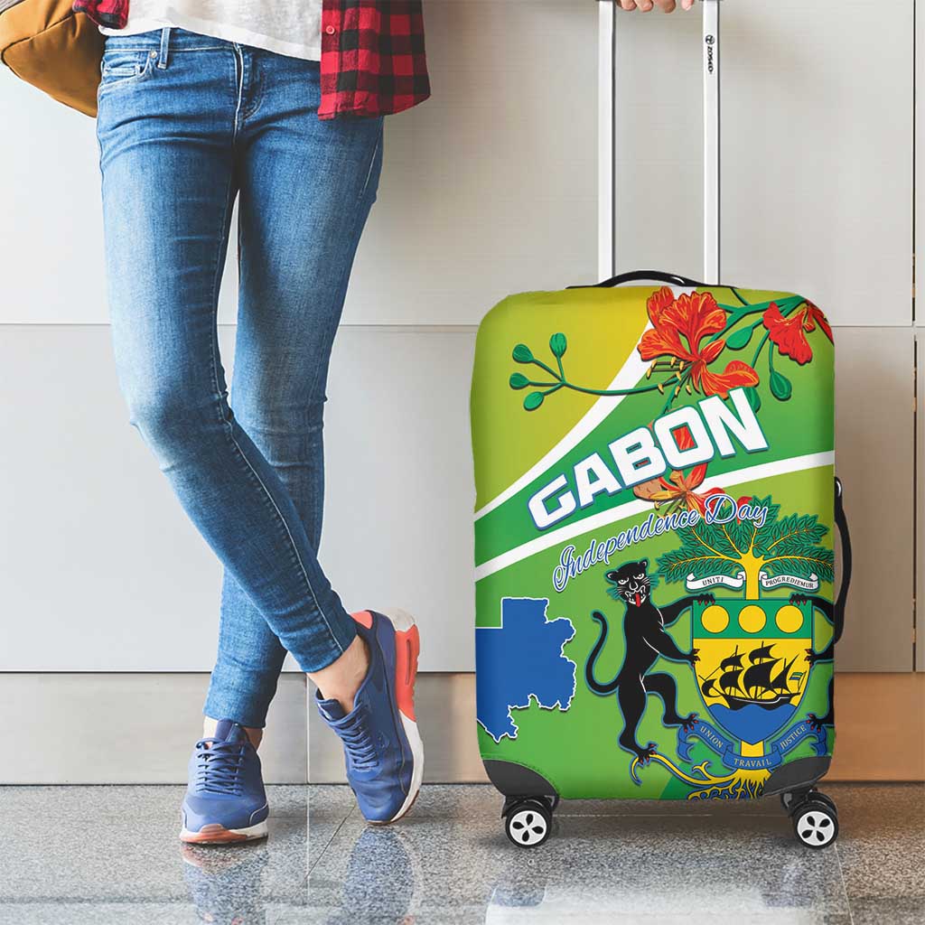 Gabon Independence Day Luggage Cover Coat Of Arms With Map LT15