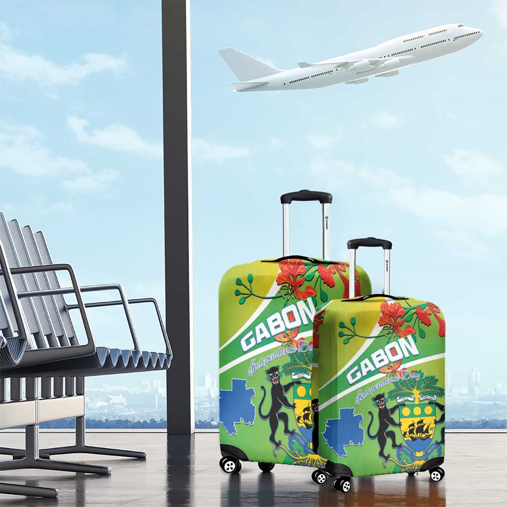 Gabon Independence Day Luggage Cover Coat Of Arms With Map LT15