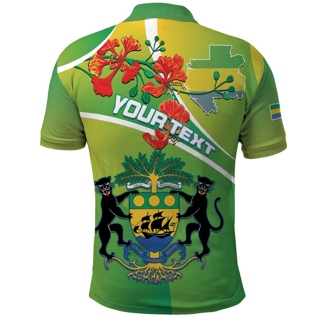 Personalized Gabon Independence Day Polo Shirt Coat Of Arms With Map LT15
