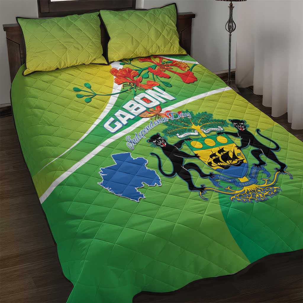Gabon Independence Day Quilt Bed Set Gradient Style LT15