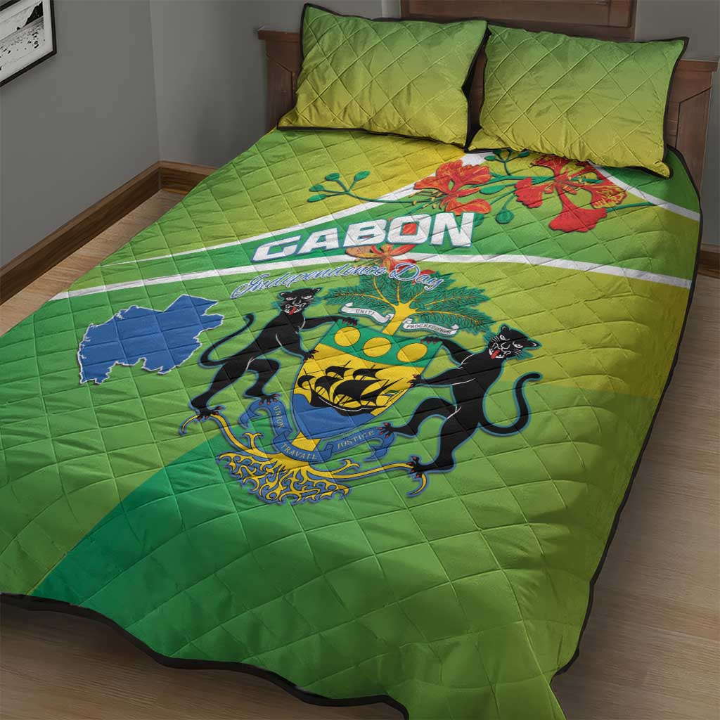 Gabon Independence Day Quilt Bed Set Gradient Style LT15