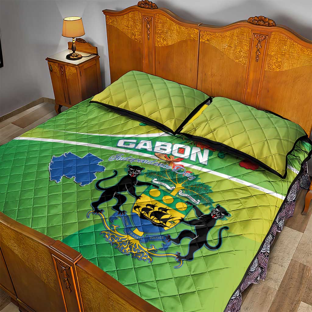 Gabon Independence Day Quilt Bed Set Gradient Style LT15