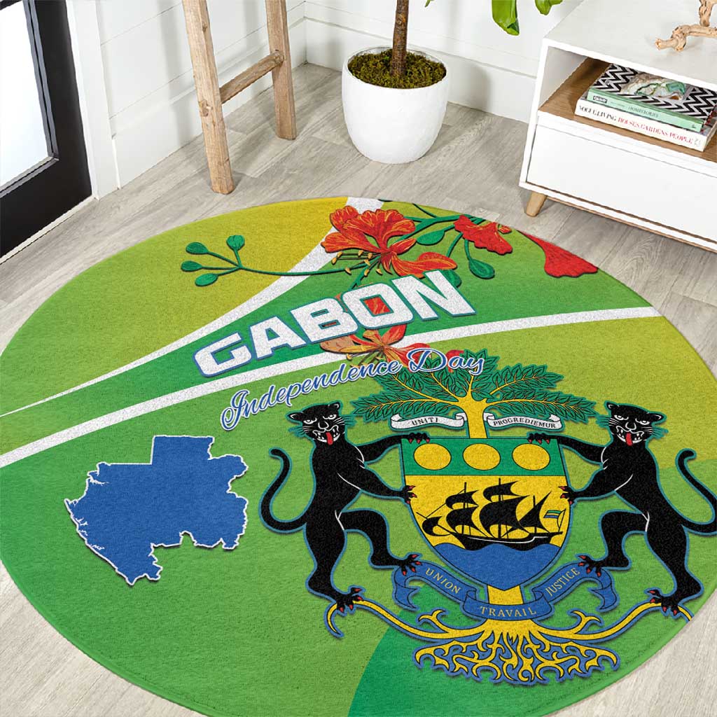 Gabon Independence Day Round Carpet Gradient Style LT15